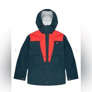 Poler Tabor Hooded Jacket Men’s Large Waterproof Outdoor Hiking Green Orange